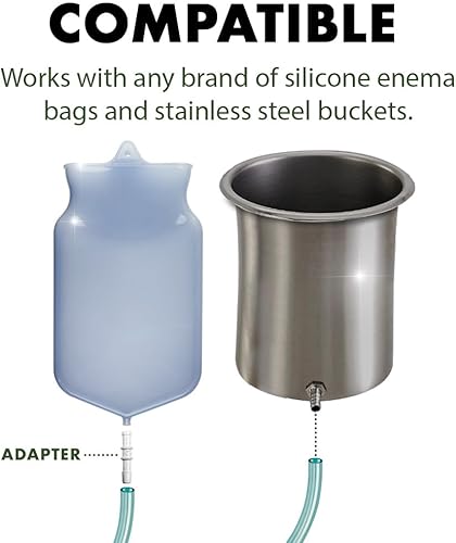 Miniatura 3 de Paquete de repuesto de tubos enema para cubo y bolsa de silicona, incluye abrazadera, llave de paso, 5 boquillas, válvula de una sola vía y tubo de