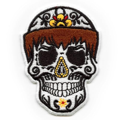 San Diego Friar Tuck Patch Sugar Skull Flower Embroidered Iron On Blue