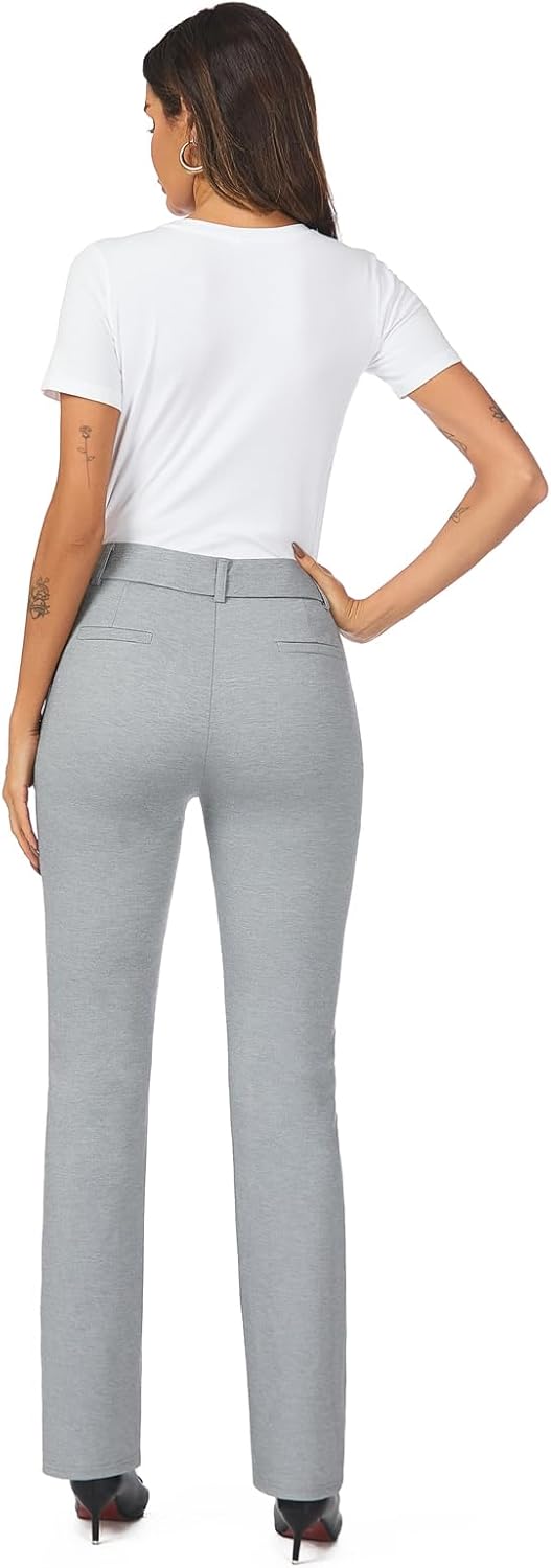iChosy Women's High Waist Stretchy Bootcut Dress Work Slacks Pants with Pockets - Image 2