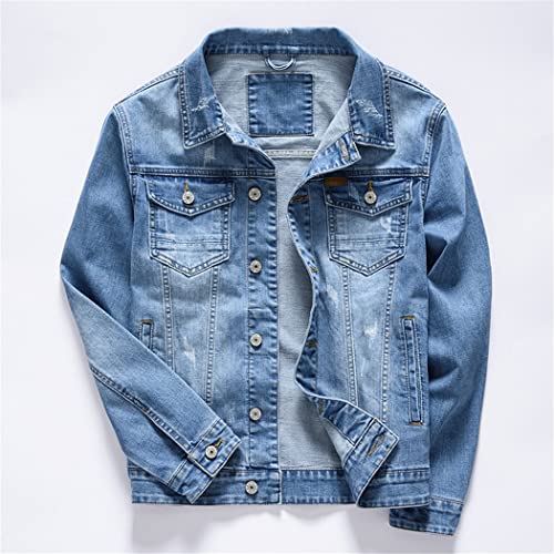 Veste en jean bleu pour homme confortable en coton extensible qui ne serre pas - 2