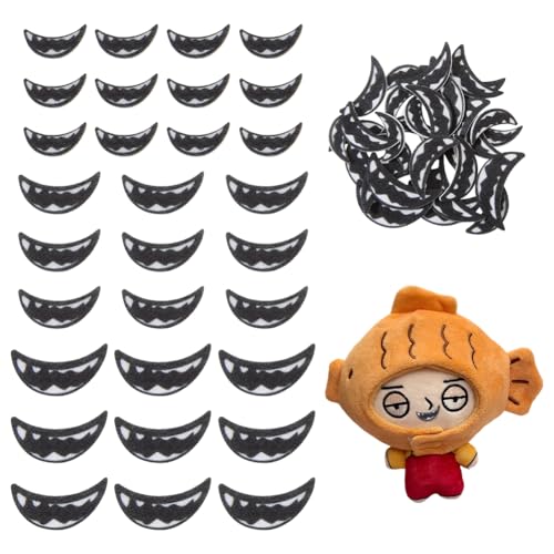 FINGERINSPIRE 150 dientes de fieltro con punta afilada para la fabricación de muñecas, 3 tamaños, color negro, decoración para la boca, adornos de cara de felpa para adultos, suministros de