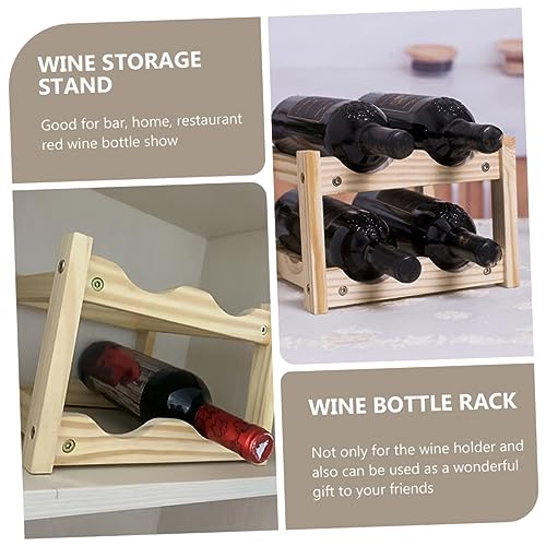 Soporte para botellas de vino de madera compacto para hogar miniatura 2