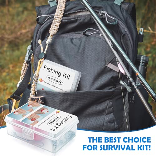Image of Mini Fishing Kits Bulk Small Emergency Survival Fishing Kits Outdoor Compact Fishing Tackle Kits with Case for Beginner Christmas Shoebox Fillers for Fishing Party Favors