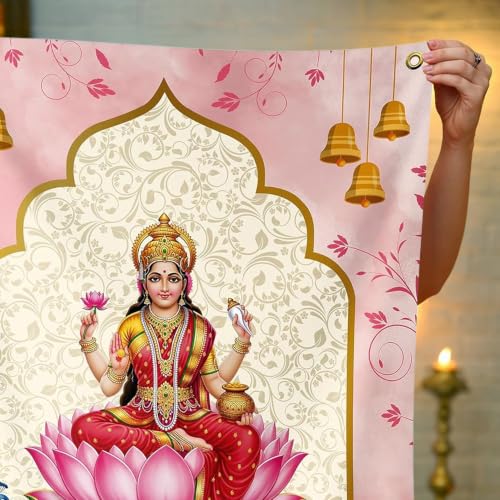Image of Special You Varalakshmi Pooja Decoration Items for Pooja Festival (5x4Ft) Backdrop Cloth for Decoration Pooja, Wall Decor Items for Living Room, Mandir Decorations Items for Home Decor