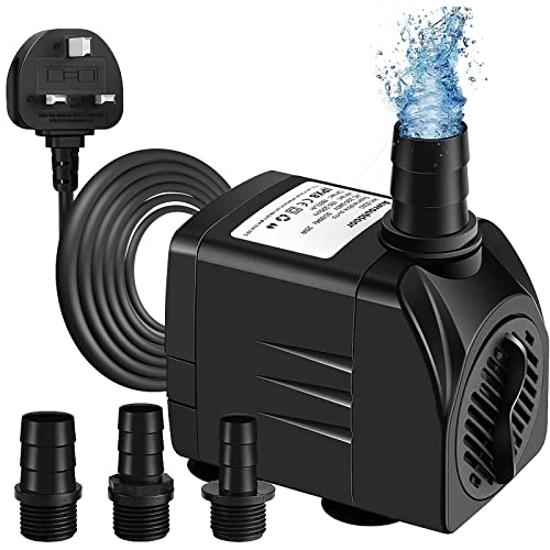 Awroutdoor Submersible Water Pump, Ultra Quiet Water Feature Pump(25W,1800L/H) for Aquarium, Fish Tank, Pond,Hydroponics, Statuary, with 4 Strong Suction Cups, Adjustable Water Volume (13/16/19 mm)