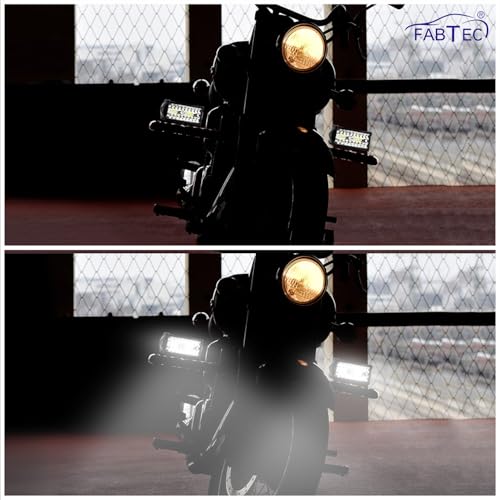 Image of FABTEC 36 LED 7 Inch /18cm LED Bar Light LED Fog Light for All Motorcycles /Bike /Scooty /E-Rikshaw (Set Of 2) (7 Inch,White) (6 Month Warranty)