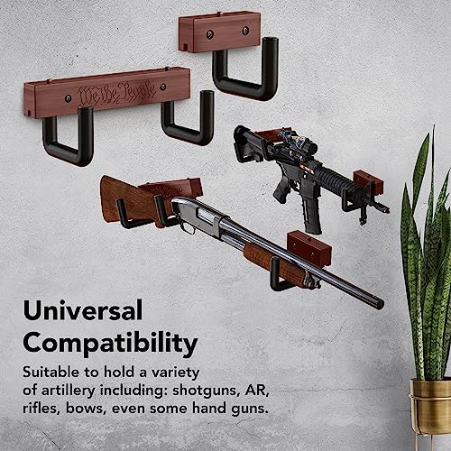 Horizontal Gun Rack Rifle Hook For Firearms Shotgun And Bow Mount Hangers With Soft Padding Real Hardwood (Dark Bourbon) #TOP4