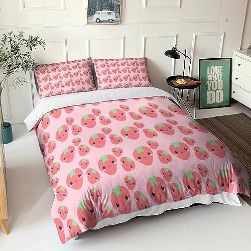 Housse couette 200x200 fermeture éclair parure fraises - 3