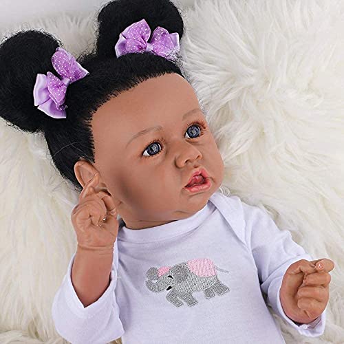 MWKL 58cm Nette Reborn Baby Reborn Puppe 22 Zoll Lebensechte Vollsilikon Körper Wiedergeburt Puppe Realistische… – Bild 3