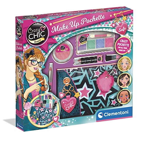 Clementoni Crazy Chic - Make Up Pochette, Trousse Trucchi Lavabili per Bambine di 6+ Anni, Borsetta Cosmetici Completa...