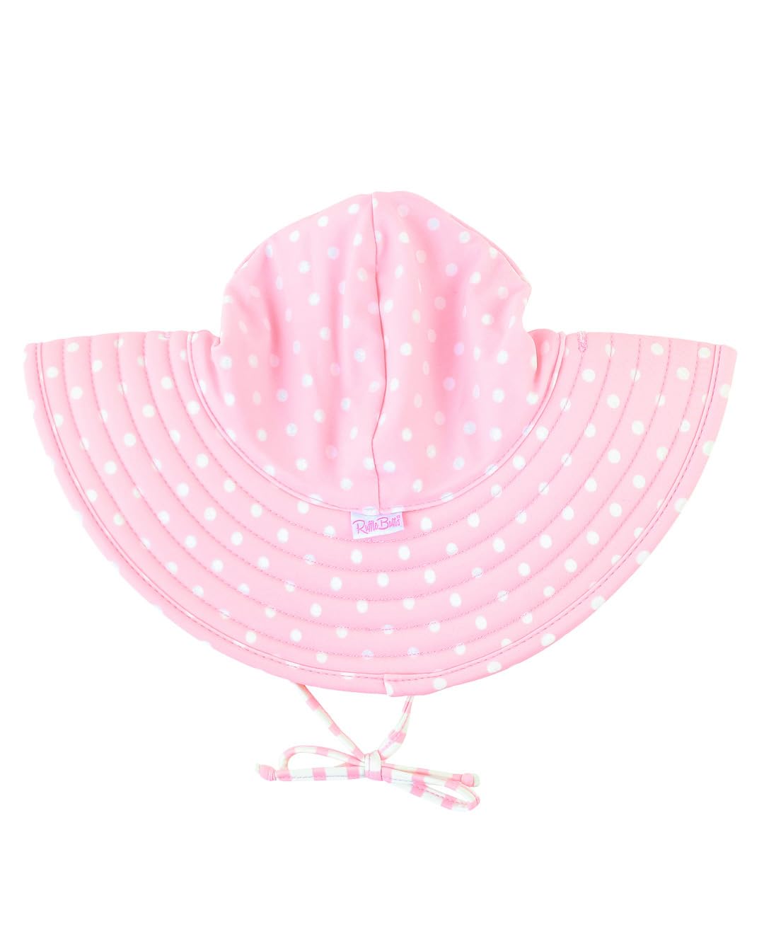 RuffleButts® Baby/Toddler Girls UPF 50+ Sun Protective Wide Brim Swimwear Sun Hat - Pink Polka Dot, 0-12m