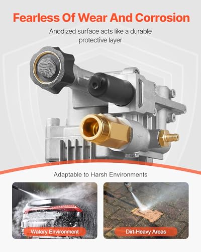 Image of VEVOR Pressure Washer Pump, 3 /4 inch Shaft Horizontal, 3100 PSI, 2.35 GPM, Replacement Power Washer Pumps Kit with Hardware and Siphon Tube, Compatible with Simpson, Honda, Troy-Bilt, Generac and Delta