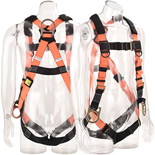 WELKFORDER - WELKFORDER 3 D-Ring Industrial Fall Protection Safety Harness with Detachable Shoulder Paddings CSA & ANSI Compliant Full Body Personal Protection Equipment 5-Point Adjustment Universal 310 lbs
