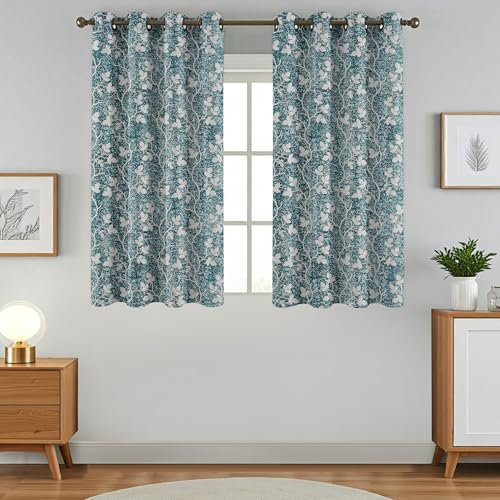 Image of Homefab India 1 Piece Polyester Printed Curtains Room Darkening Panel - Window 5 feet, Petals Blue Curtain