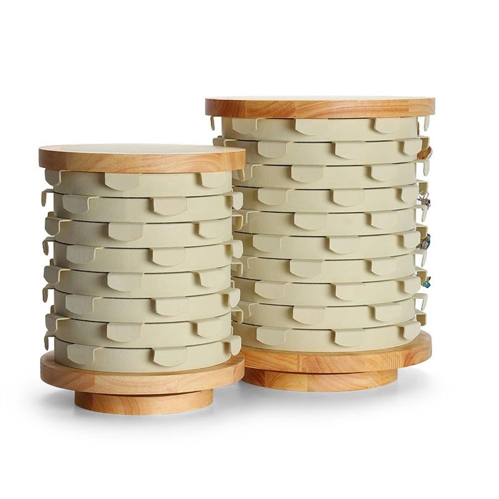 Espositore per Gioielli, espositore per Gioielli, espositore per Orecchini in Legno massello Girevole, espositore per Gioielli, Grande capacità, Organizer per Orecchini (Piccolo Bianco)