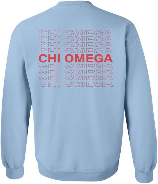 Chi Omega Sweatshirt - Chi O Repeating Name Sorority Crewneck Sweatshirt