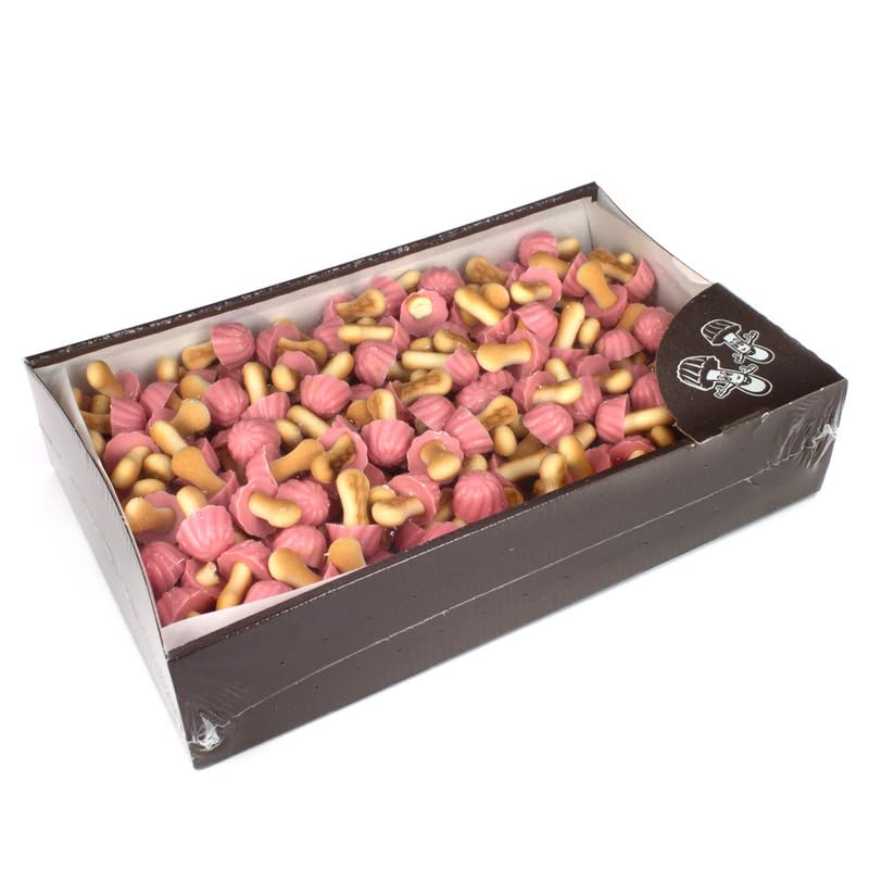 Galletas con Forma de Seta – Caja 1 kg | Galletas Decorativas con Sabor a Chocolate y Fruta | Dulces Crujientes para Fiestas, Candy Bar, Tiendas y Repostería Creativa (Fresa)