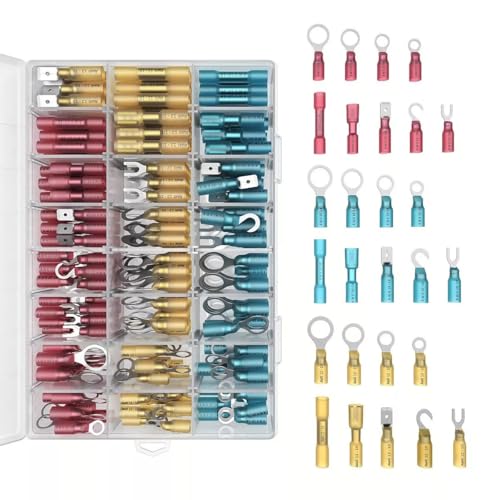 270 Pcs of Heat Shrink Butt Wire Connectors Spade Crimp Terminals Kits