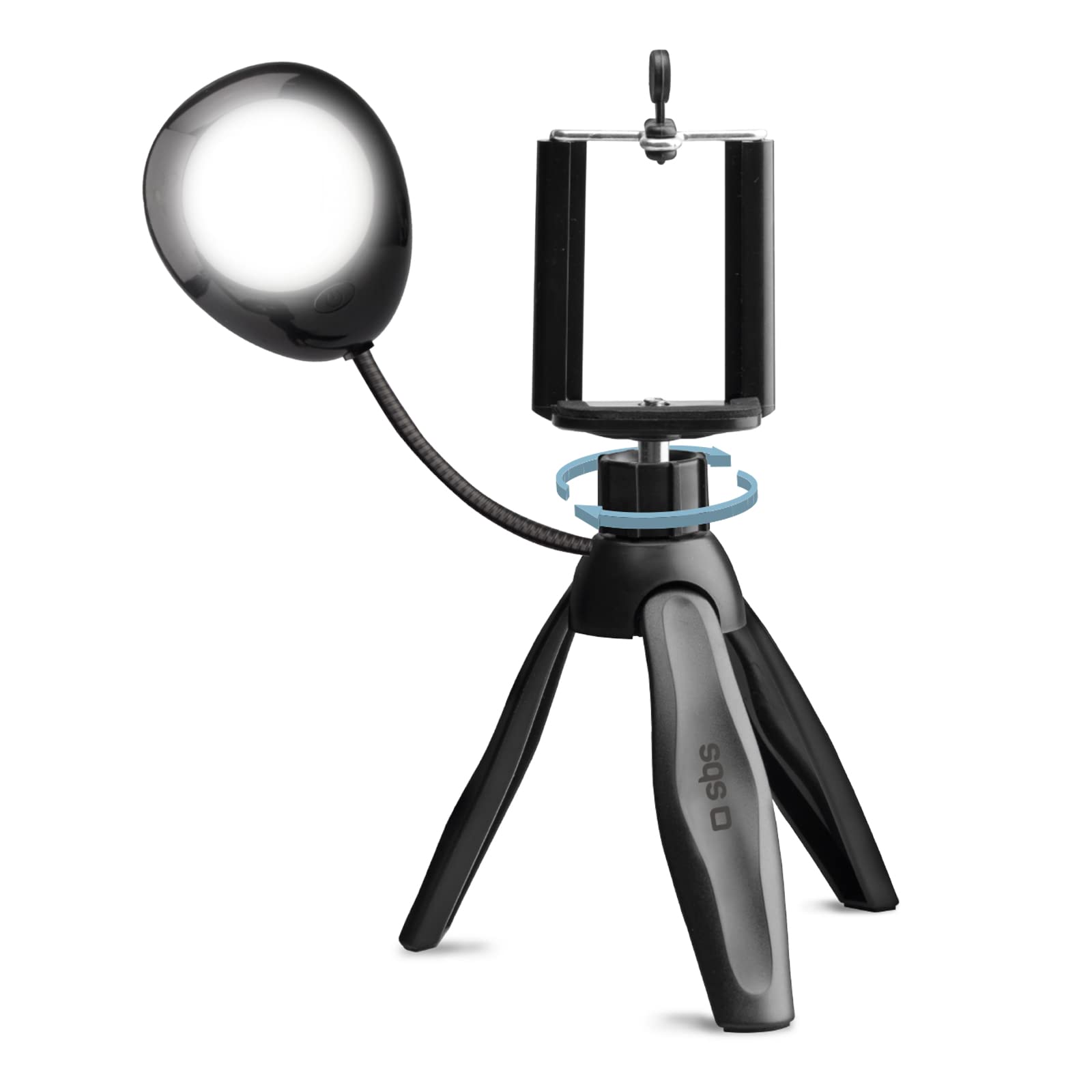 Treppiede per Smartphone iPhone, Samsung, Oppo, Xiaomi, Huawei, Luce LED Orientabile con Regolazione di Intensità, Telecomando Wireless
