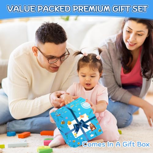 Wooden Activity Cube | Montessori Toys for 1 2 3 Year Old Toddlers | One Year Old 1st 2st First Birthday Gift | Educational Toys for 12+ Months Baby Boys Girls | Bonus Sorting & Stacking Game (Blue) - Image 7