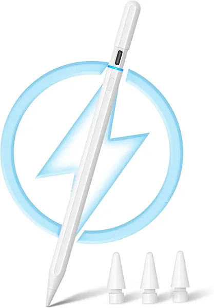 for Pencil USB C Work with iPad 6/7/8/9/10th, Pro 11"/12.9"/M4, Air 3/4/5/M2, Mini 5/6, Updated Pencil 2nd Generation Fast Charge Stylus Pen for iPad 2018-2024