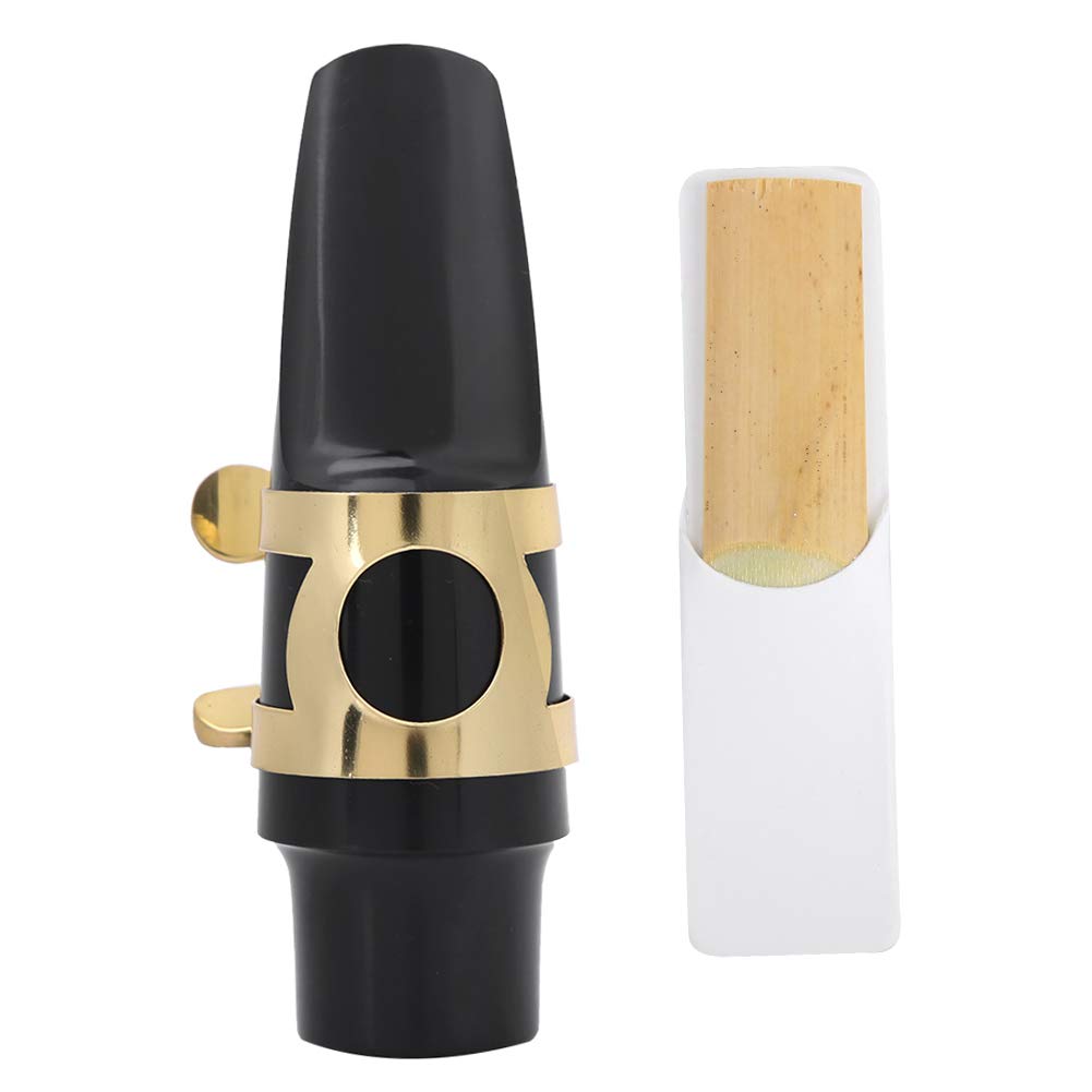 4 en 1 Juego de saxofón Sax Reed Boquilla Silenciador Silenciador Correa para el cuello para accesorio de saxo alto