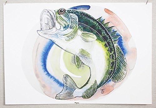 "Jumping Bass" Gicleé Print from Original Watercolor by Jaimie Dent-Campbell