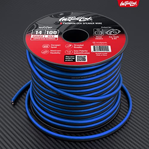 Install Link 14 Gauge Speaker Wire For Car, Home Or Rv Audio Cable, 100Ft, Cca, Blue/Black #TOP7