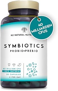 Darmkur für Darmflora Aufbau. Darmreinigungskur 40 Milliarden Darmbakterien für Darmsanierung und Verdauung. Nahrungsergänzungsmittel. 30 pflanzliche Kapseln. N2 Natural Nutrition