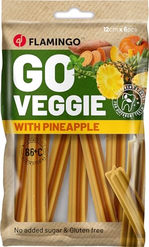 Produktbild von Flamingo Veggie Stick mit Ananas für Hunde - 6 x 78 g