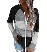 JOCAFIYE Damen Color Block Lace Triple Hoodies Streifen Pullover Langarm Tops S-XXL