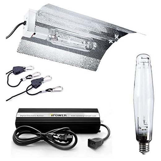 iPower 1000 Watt HPS Digital Dimmable Ballast Grow Light System Kits Horticulture Gull Wing Reflector Hood, 1000W