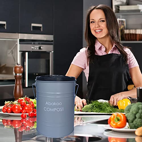 Abakoo Stainless Steel Compost Bin - Premium Grade 304 Stainless Steel Kitchen Composter - Includes 4 Charcoal Filter, Indoor Countertop Kitchen Recycling Bin Pail (1.0 Gallon (Gray)) #TOP3