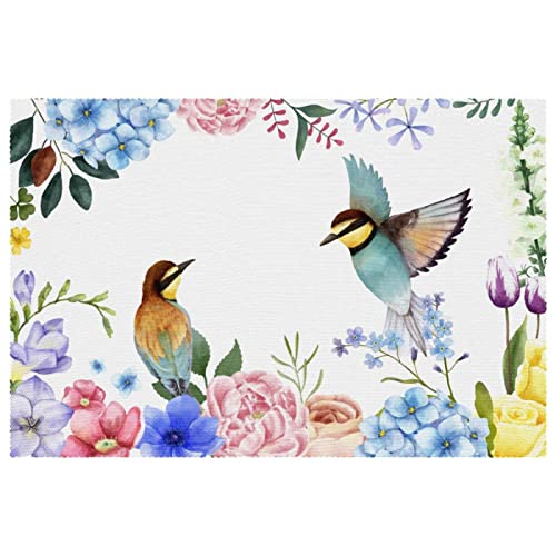 Set de table oiseau rectangulaire lavable 30x45 cm et protection table de cuisine