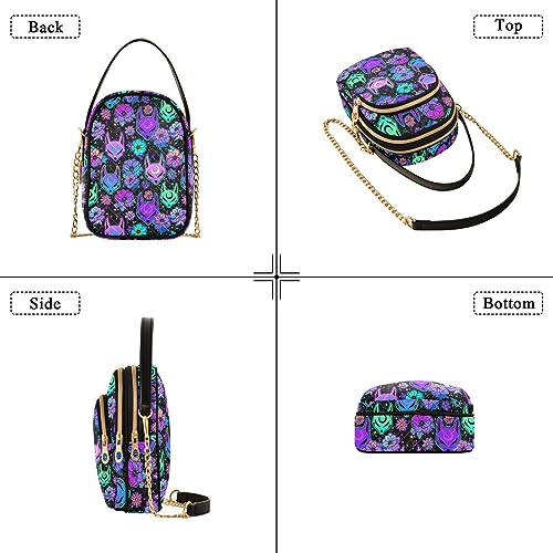 MNSRUU Quilted Crossbody Bags for Women Trendy, Women's Crossbody Handbags Goth Skull Travel Cell Phone Purses Bags4