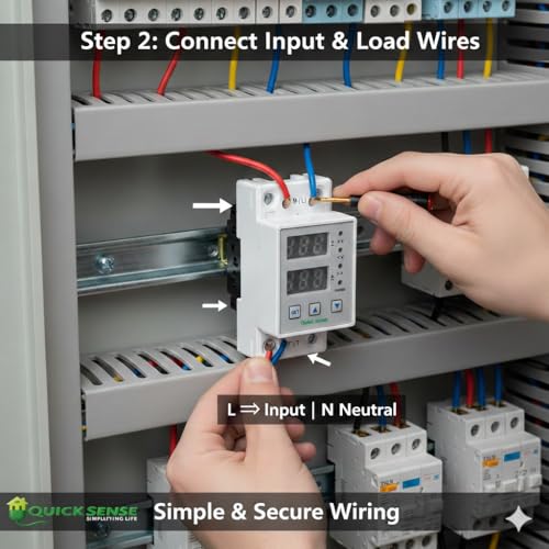Image of Quick Sense Automatic single phase voltage protector (Adjustable Setting) Protection with Auto Re-Connect LED Display Standard Din-Rail Mounted 220V, 63A (Voltage Protector)