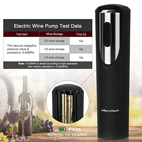 Electric Wine Preserver Vacuum Pump, Metrotesco Wine Saver Pump With 6 Wine Bottle Stoppers + 1 Foil Cutter, Gift Sets For Wine Lovers Keep Wine Fresh #TOP2