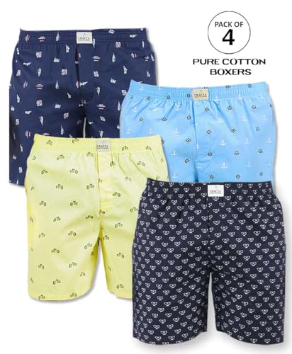 Image of Alphabets Men's Multicolor Cotton Printed Regular Boxer Shorts (Pack of 4) New-MBD-09-L