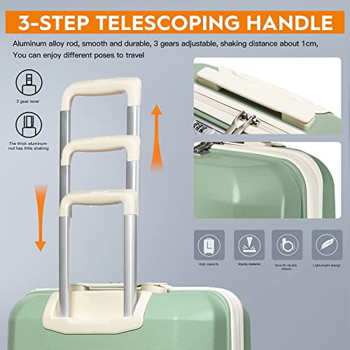 Joyway 20" Carry-On Suitcases & 14" Cosmetic Bag & 7" Small Bag, Lightweight Polypropylene Carrying Case With Tsa Lock, Rigid Luggage With Swivel Wheels (Matcha Green, 20In Carry-On) #TOP5