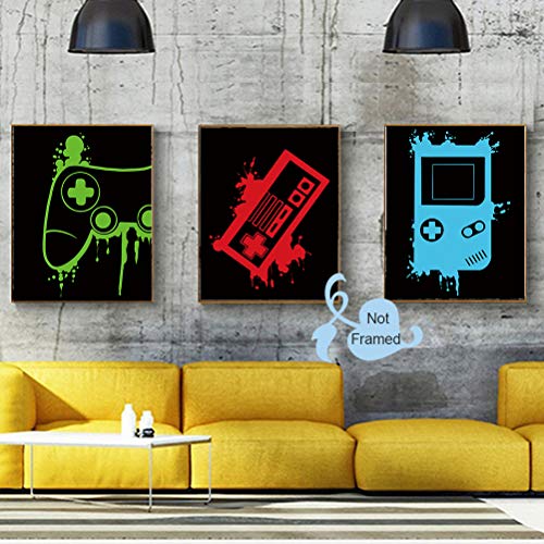 Xuoiaynb Video Game Art Print-Colorful Gaming Themed Canvas Wall Art (12"X16"X4 Pieces, Unframed) -Perfect For Kids Boy Bedroom Decoration #TOP1