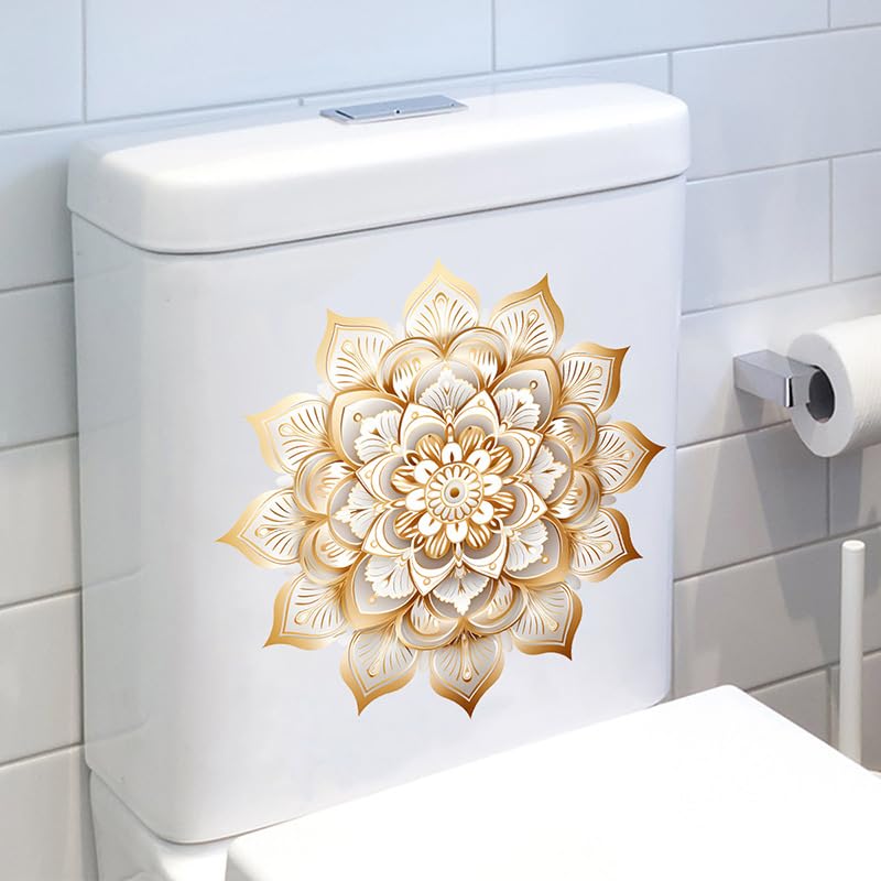 Lotus Toilet Cover Sticker Decals,Elegant Style Waterproof Toilet Lid Tank Seat Decals Cistern Self-Adhesive Bathroom Wall Sticker