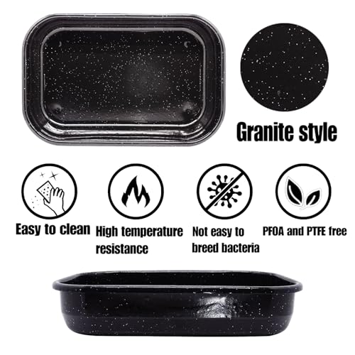 3-teilige Bratpfannen für Öfen, Truthahnbräter, tiefes Backen, breites Nudel-Backblech, 43,2 cm, 33,2 cm, gepunktetes Emaille-Stahlgefäß, für das tägliche Kochen, Kuchenessen, sicher, leicht zu 8 3-teilige Bratpfannen für Öfen, Truthahnbräter, tiefes Backen, breites Nudel-Backblech, 43,2 cm, 33,2 cm, gepunktetes Emaille-Stahlgefäß, für das tägliche Kochen, Kuchenessen, sicher, leicht zu