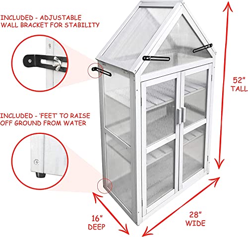 Dhpm Greenhouse Cold Frame, Wooden Garden Raised Shelf Planter Mini Portable Stand Kit Indoor Plant Cabinet Triangular Top Grow Protection For Outdoor Patio Balcony Garden Backyard, 27"X 16"X 52" H #TOP7