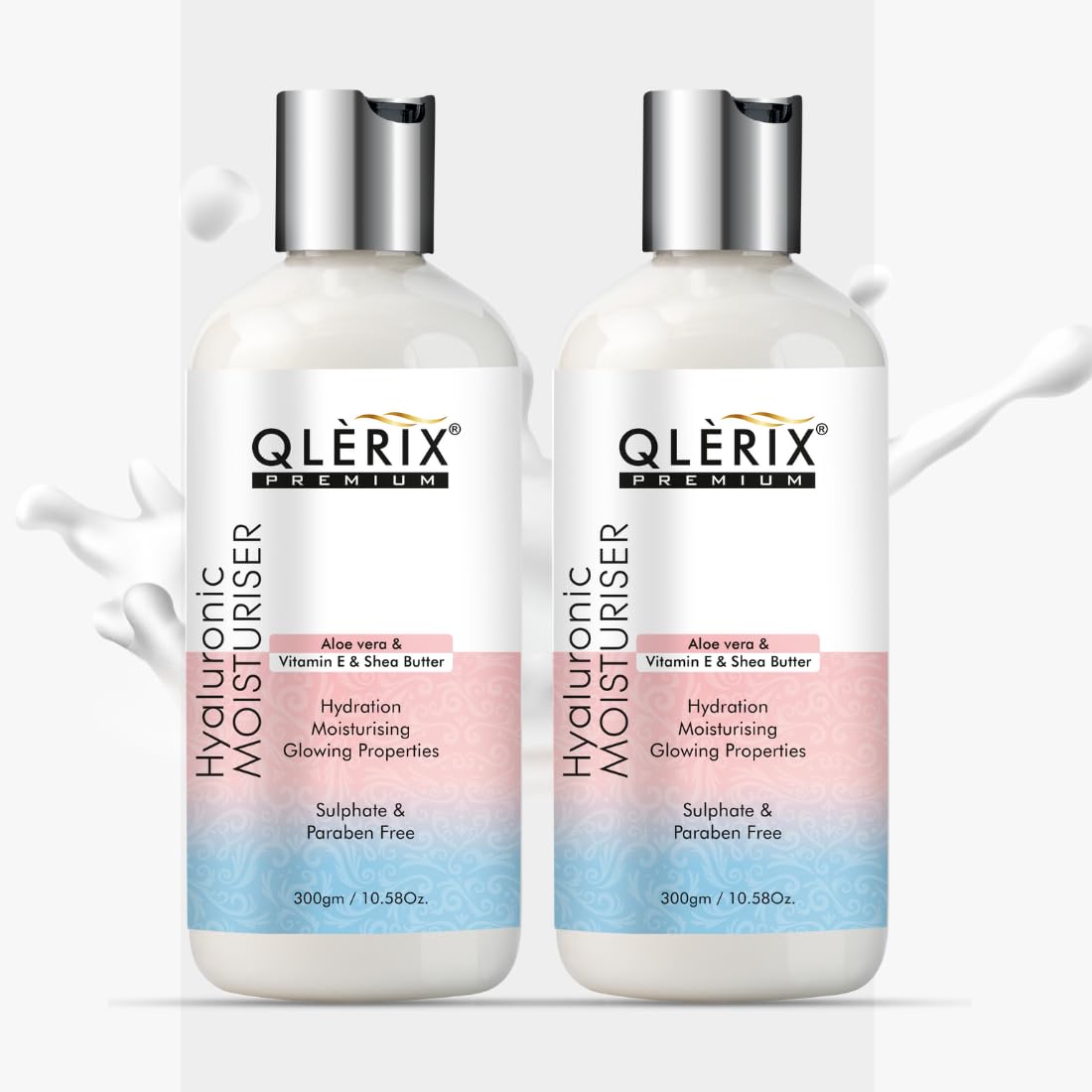 QLERIX Body Lotion for Deep Nourishing & Long Lasting Moisturization | With Aloevera,Vitamin B5 & E |Non Sticky,Quick Absorbing & Non Greasy | For All Type Skin | 300ml ((Pack of 2))