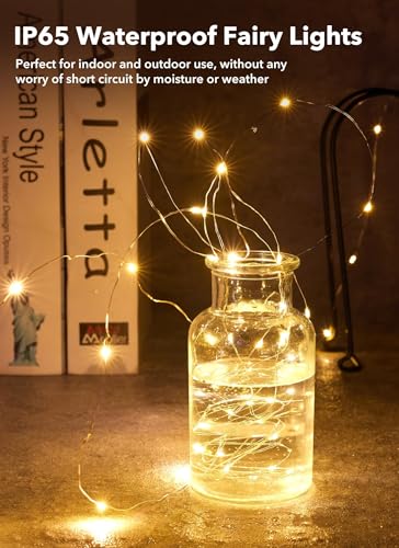 Image of Brightown 24 Pack Fairy Lights Battery Operated - 7Ft 20 Led Mini String Lights Silver Wire Waterproof Firefly Starry DIY Lights for Bedroom Patio Wedding Party Christmas Decor (Warm White)