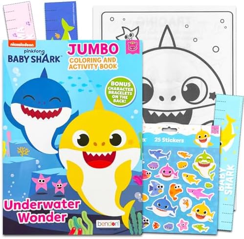 Baby Shark Coloring Book Set for Toddlers - Bundle with Activity Coloring Book Plus Stickers, Games, Puzzles, and More | Baby Shark Coloring Book Party Favor image 4