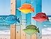 ShabbyDecor Coastal Ocean Sea Metal Fish Hanging Wall Art Decor for Living Room Bedroom Bathroom Guest Room Pool Wall Decor set of 4