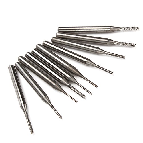 Tungsten Carbide CNC PCB End Mill Engraving Bits 1/8-inch 0.8-1.8mm Cutting (Pack of 10)