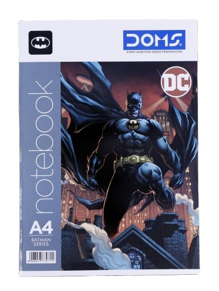 Image of DOMS Single Line Notebook | A4 DC Series| 29.7 X 21 CM | BATMAN Series| Soft cover pinning Binding | 172 Pages | For Students In School & Colleges | Pack of 6