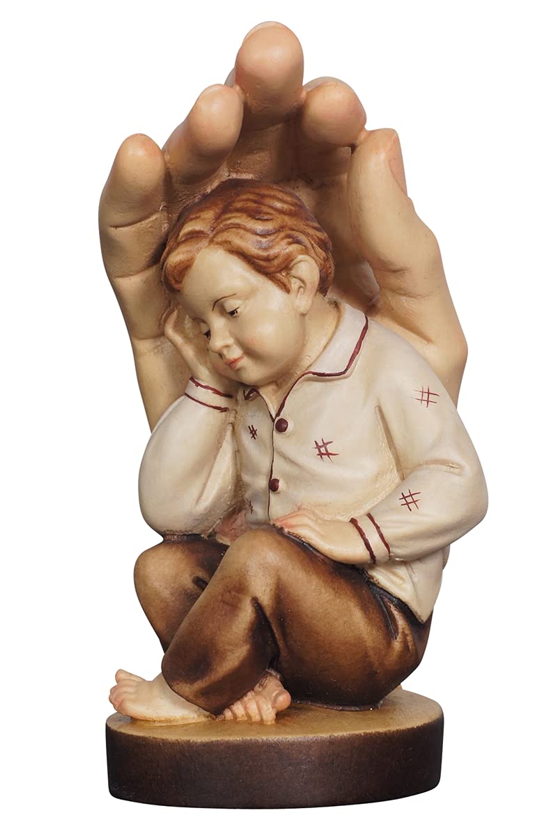 Schützende Handfigur aus Holz mit Kindern (5,5 cm)